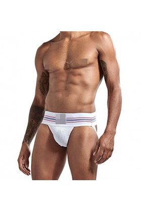 Faringoto Jock Strap Strings Sous-vêtement pour homme Jockstrap Large Bande Athlétique Soutien pour Homme, Lot de 4, Large