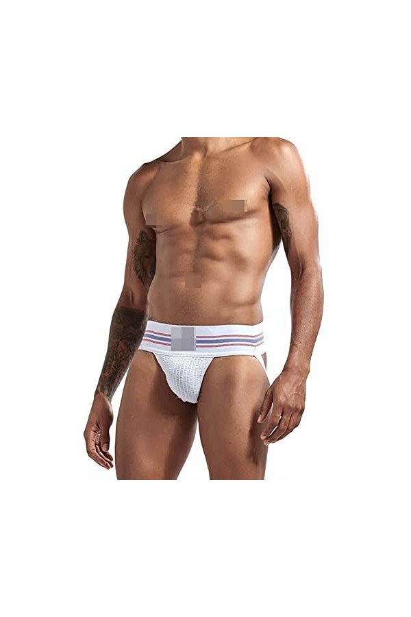 Faringoto Jock Strap Strings Sous-vêtement pour homme Jockstrap Large Bande Athlétique Soutien pour Homme, Lot de 4, Large