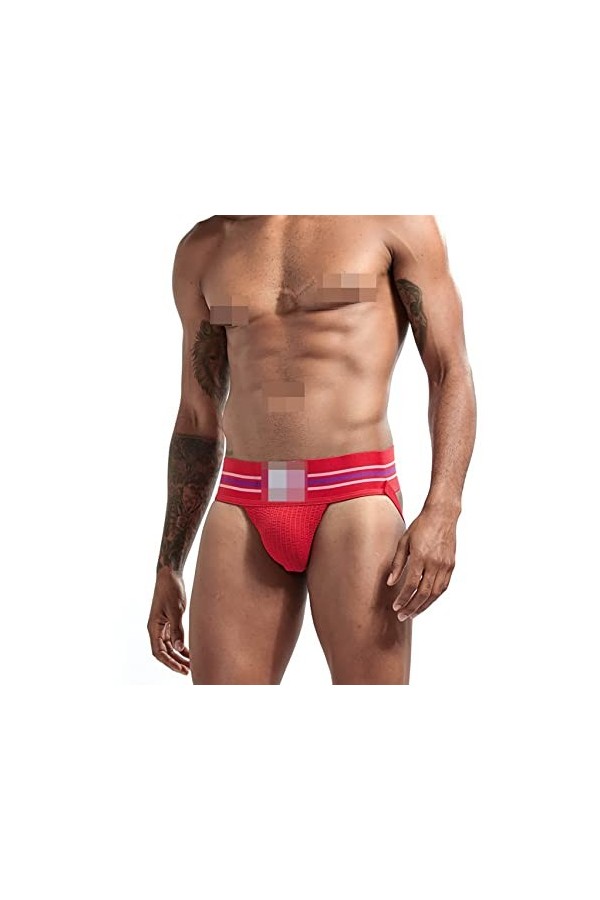Faringoto Jock Strap Strings Sous-vêtement pour homme Jockstrap Large Bande Athlétique Soutien pour Homme, Lot de 4, Large