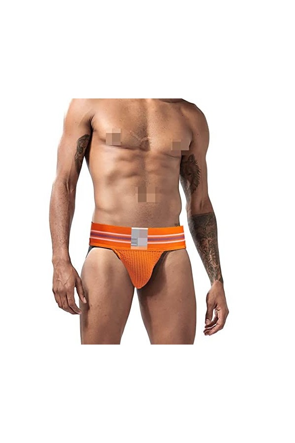Faringoto Jock Strap Strings Sous-vêtement pour homme Jockstrap Large Bande Athlétique Soutien pour Homme, Lot de 4, Large