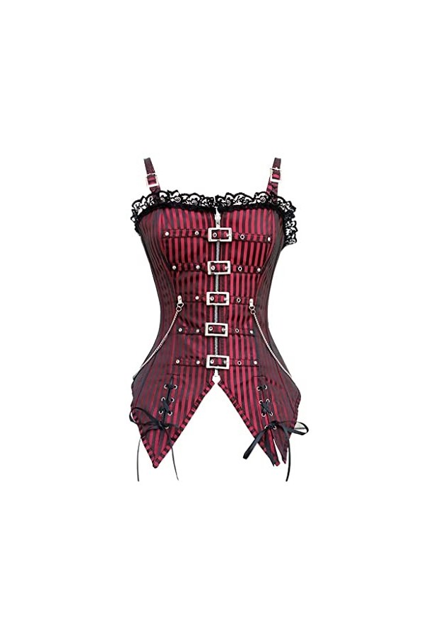 BYLIA Corset Vintage Renaissance pour Femme Bustier Steampunk à Bretelles et Fermeture Éclair Corset Gothique de Fête Cosplay