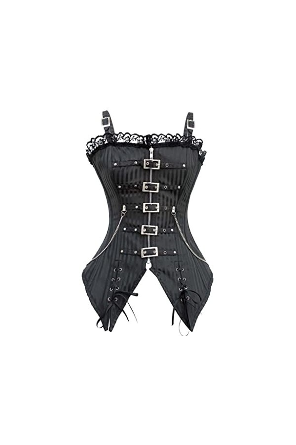 BYLIA Corset Vintage Renaissance pour Femme Bustier Steampunk à Bretelles et Fermeture Éclair Corset Gothique de Fête Cosplay