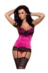 Obsessive ensemble de lingerie guêpière ou corset avec string dans un coffret cadeau S-M, fuchsia 