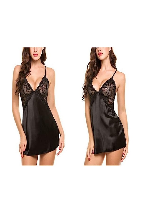 BAWHO Lingerie Sexy pour Femmes Transparente, vêtements de détente en Soie Amusants, Chemise de Nuit Sexy, Lingerie en Dentel