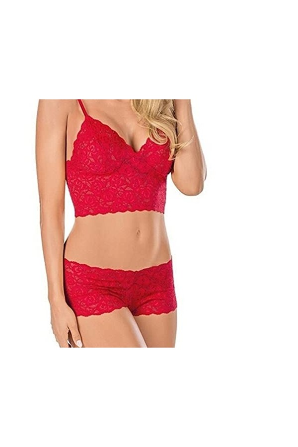 Lingerie Sexy pour Femmes, Grande Taille, Lingerie en Dentelle Transparente, Bretelles enveloppées, Ensemble à Trois Points