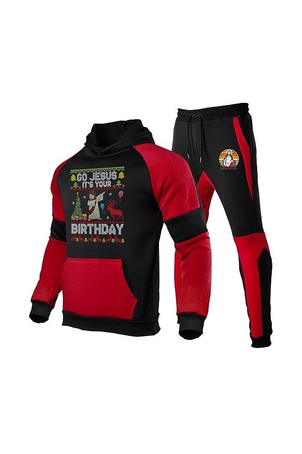 RYTEJFES Vêtements de fitness pour homme, ensembles dentraînement moderne décontracté à capuche pantalon de jogging élégant 