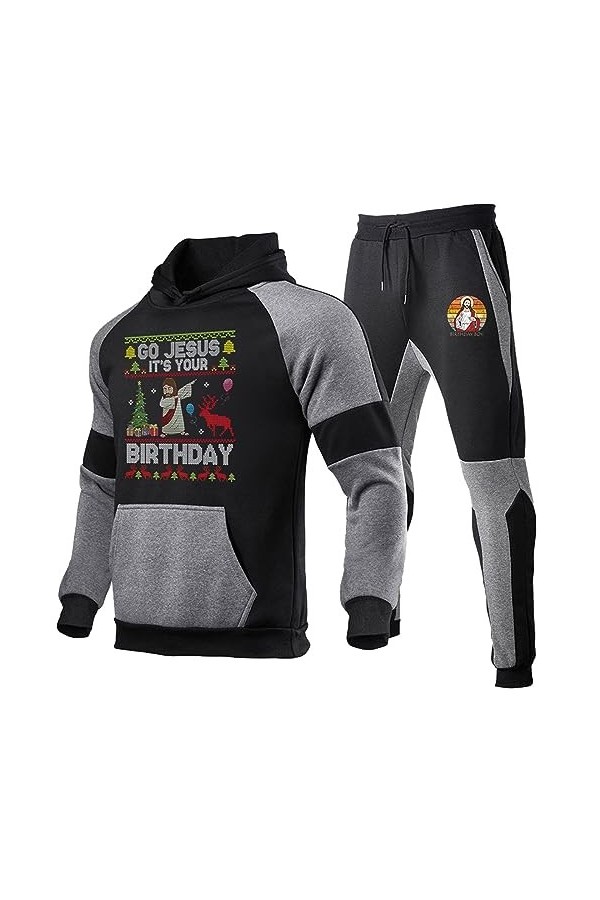 RYTEJFES Vêtements de fitness pour homme, ensembles dentraînement moderne décontracté à capuche pantalon de jogging élégant 