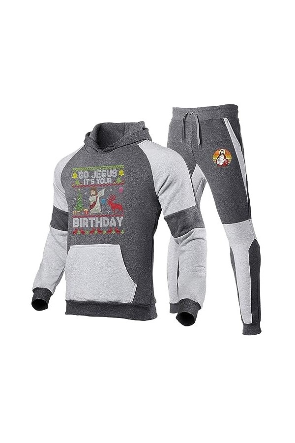 RYTEJFES Vêtements de fitness pour homme, ensembles dentraînement moderne décontracté à capuche pantalon de jogging élégant 