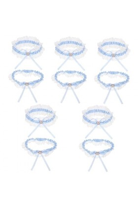 SOIMISS 5 Ensembles Porte-Jarretelles Strass Bijoux Blanc Bijoux Strass Tenue Dentelle Arc Jarretière Jarretières Bleues pour