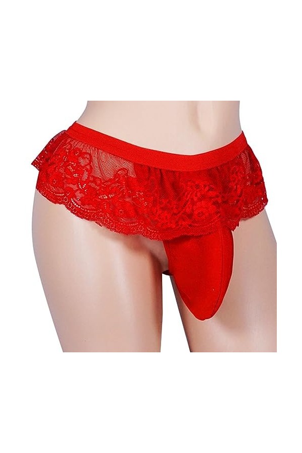 PIYAX Sexy Hommes Pure Sissy Culottes sous-vêtements Hommes Dentelle Tongs nœud Jockstrap Bikini Slips sous-vêtements Jockstr