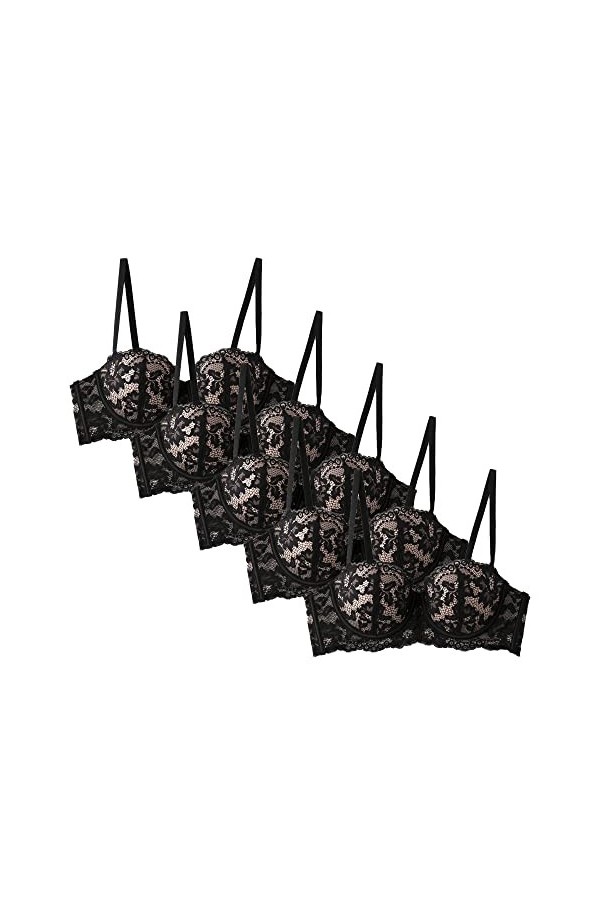 Soutien-Gorge à Demi-Coquille pour Femmes Soutien-Gorge à Armature en Dentelle à V Profond Soutien-Gorge à Bretelles RéGlable