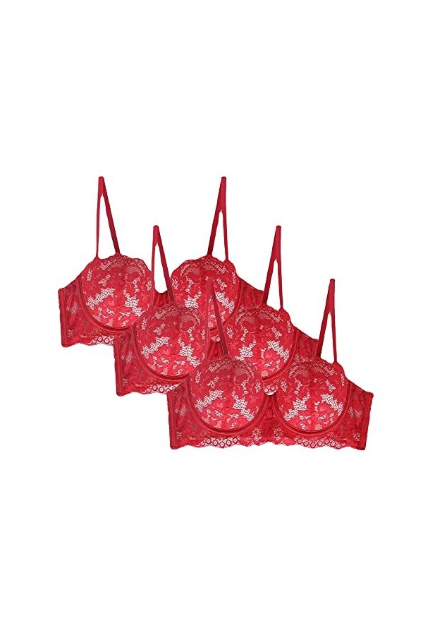 Soutien-Gorge à Demi-Coquille pour Femmes Soutien-Gorge à Armature en Dentelle à V Profond Soutien-Gorge à Bretelles RéGlable
