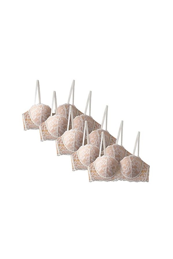 Soutien-Gorge à Demi-Coquille pour Femmes Soutien-Gorge à Armature en Dentelle à V Profond Soutien-Gorge à Bretelles RéGlable