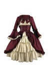 Fashion Women Vintage Gothic Court Square Colar Patchwork Bow Dress Gothique Bébé Vêtements Garçon