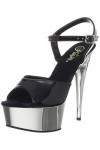 Pleaser Femme Delight-609 Sandales à Plateforme, Noir Blk Faux Leather/Blk Matte , 39 EU