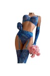InfirmièreLingerie érotique Pure rassemblée Sexy Ensemble Cinq pièces, Bleu, S