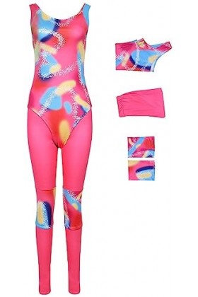 Foanja Déguisement Barbies Femme Cosplay Barbies Complete 70s 80s Vintage Skating Wear Sport Fitness Outfit et Genouillères A