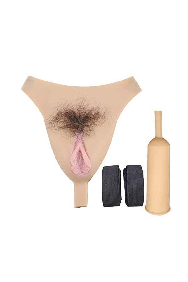 CTKOLYS Fausse Fille sous-vêtements Transgenre String Crossdresser Silicone Gaff Pantyhose Camel Toe Sissy Men,Without Hair,O