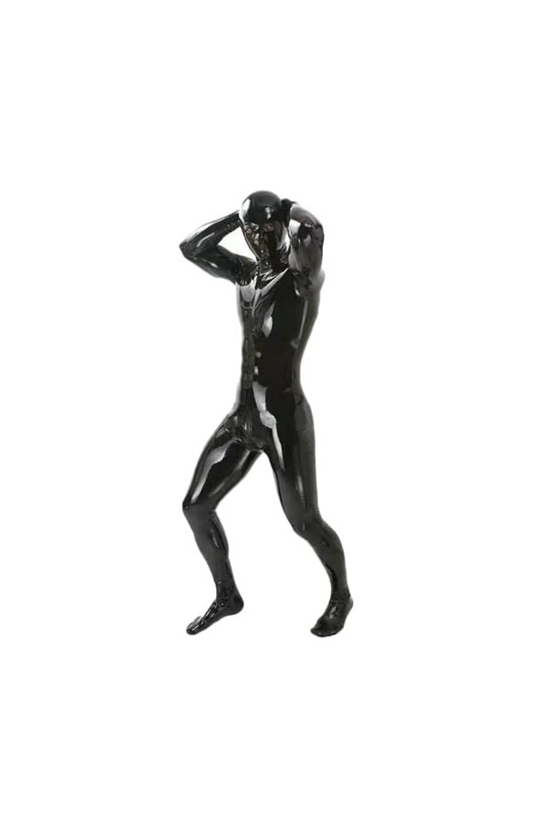 JPXJGT Catsuit en Latex Sexy pour Hommes Combinaison Body Faux Cuir Erotique Costume Clubwear Color:Black,Size:XXL 