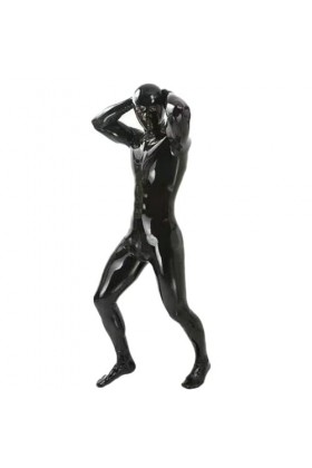 HSQSMWJ Hommes Latex Combinaison Body Catsuit Faux Cuir Erotique Costume Clubwear Color:Black,Size:L 