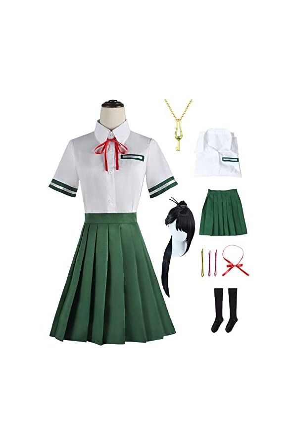 Foanja Iwado Suzume Déguisement Femme Cosplay Suzume No Tojimari Complet Anime Uniforme Robe et Accessoires Chaussettes Clips