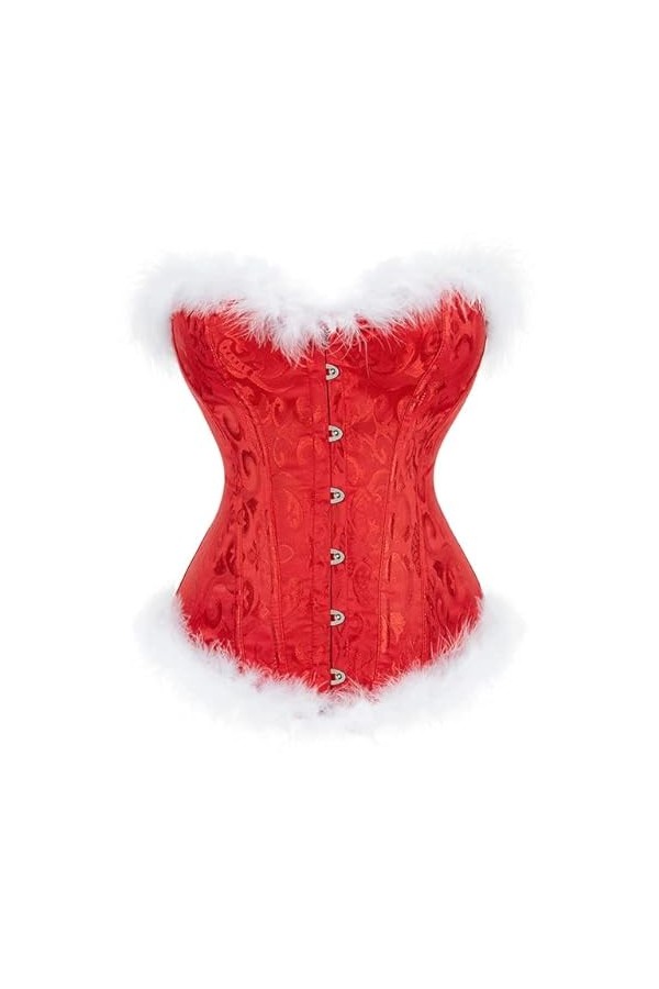 YATEAR Sexy Santa Strap Corset Gilet Femmes Fermeture Éclair Rouge Plume Corsets Bustiers Lingerie Top Coquin Costumes De Noë