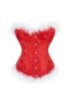 YATEAR Sexy Santa Strap Corset Gilet Femmes Fermeture Éclair Rouge Plume Corsets Bustiers Lingerie Top Coquin Costumes De Noë