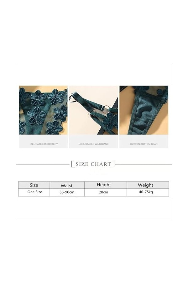 COTCLO Lot de 10 strings pour femme avec boucle en métal en maille filet - Sexy - Réglable - Culotte transparente - Rouge - T