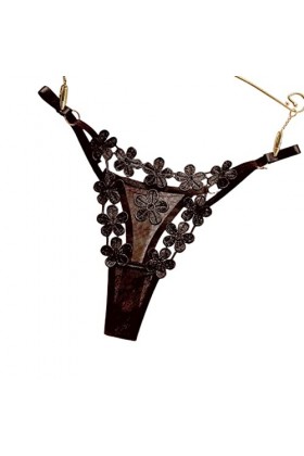 COTCLO Lot de 10 strings pour femme avec boucle en métal en maille filet sexy réglable culotte transparente noire taille uniq