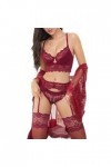 Lingerie féminine 4 pièces Sexy Soutien-Gorge Knickers Jarretière Ceinture Tentation Set