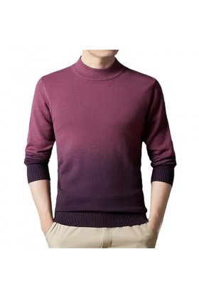 YTR6RTW Hommes Demi Col Roulé Épaissir Gradient Couleur Chandail Chaud Pull Tricoté Fuchsia 4XL