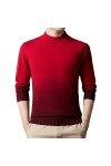 YTR6RTW Hommes Demi Col Roulé Épaissir Gradient Couleur Chandail Chaud Pull Tricoté Fuchsia 4XL