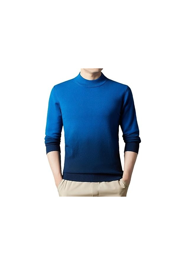 YTR6RTW Hommes Demi Col Roulé Épaissir Gradient Couleur Chandail Chaud Pull Tricoté Fuchsia 4XL