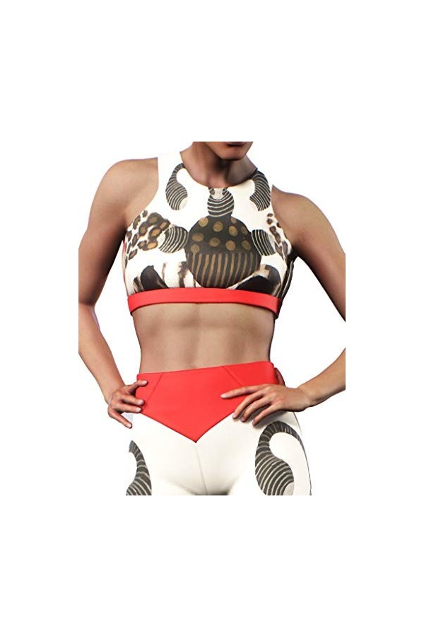 Booty Sculpted Soutien-Gorge de Sport Jabali à Motifs africains pour Femme - Blanc - L