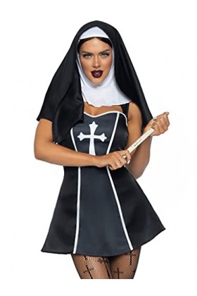 Leg Avenue scala 86984 00701 Naughty Nun Costumes, Black, White, Standard Size