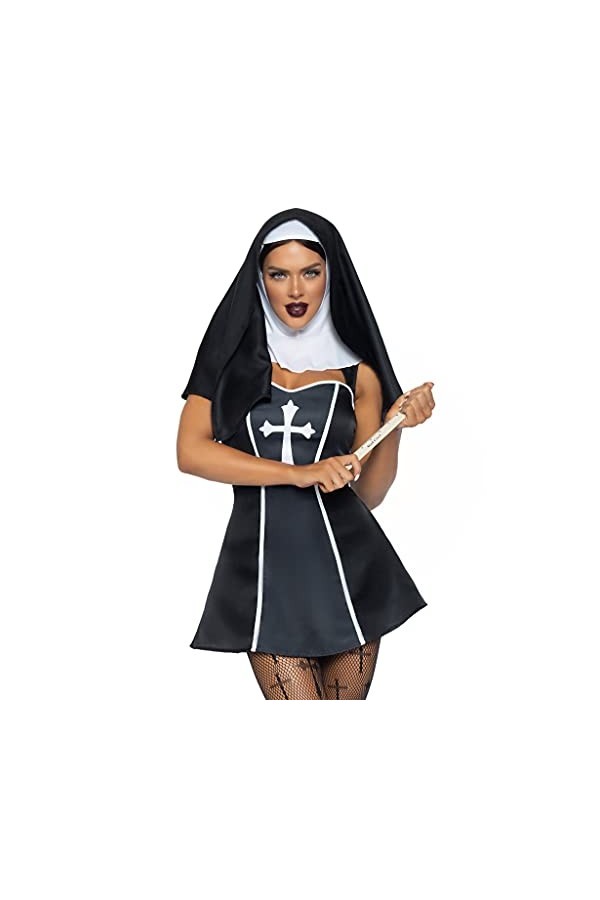 Leg Avenue scala 86984 00701 Naughty Nun Costumes, Black, White, Standard Size