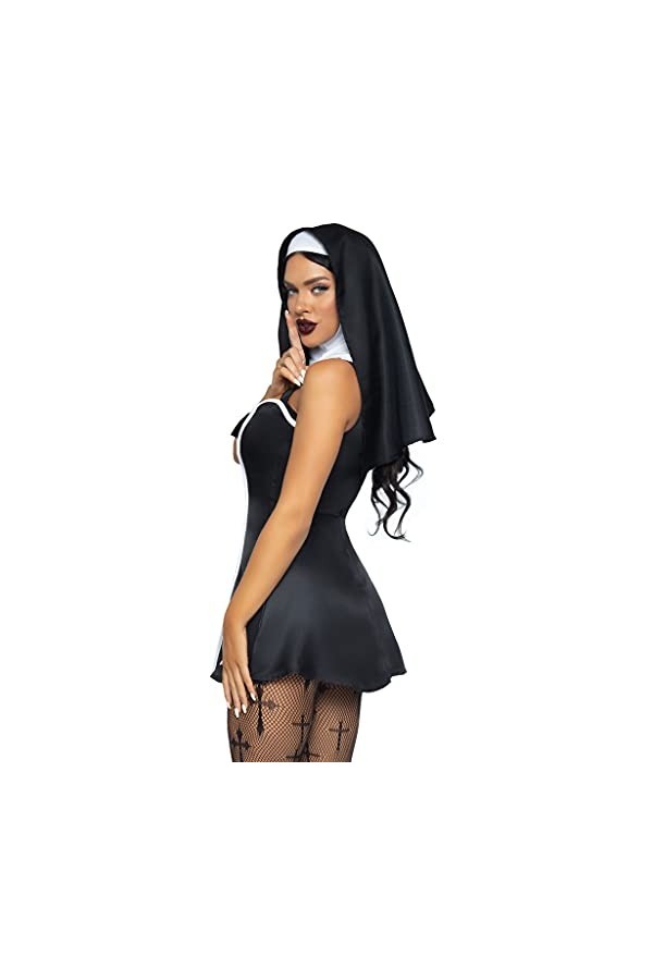 Leg Avenue scala 86984 00701 Naughty Nun Costumes, Black, White, Standard Size