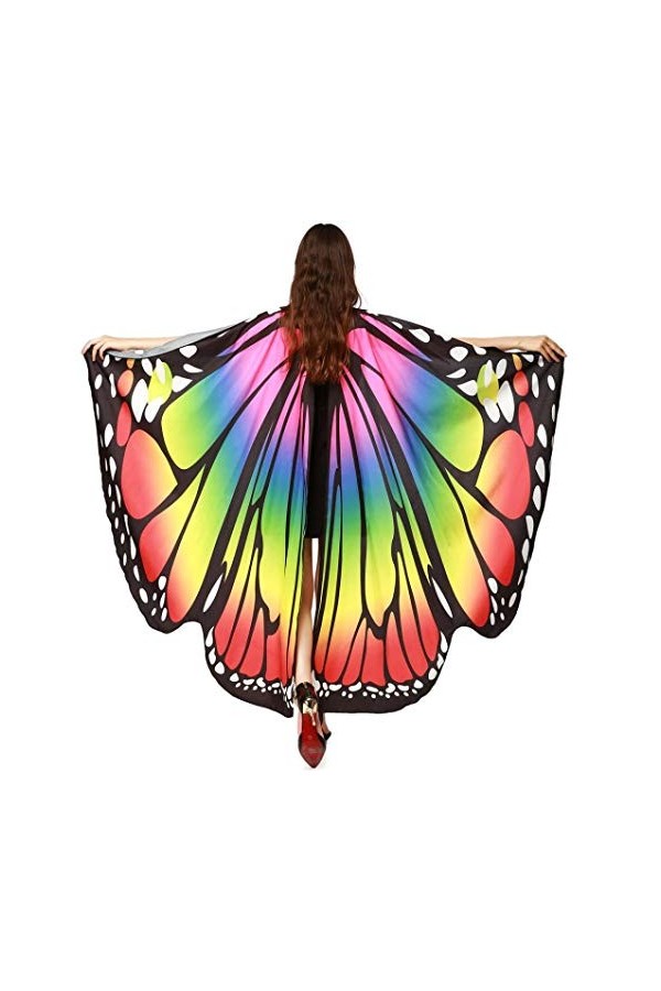 Raelf Costume de danse pour adulte avec ailes de papillon, écharpe ailes de papillon pour femme, accessoire de danse du ventr
