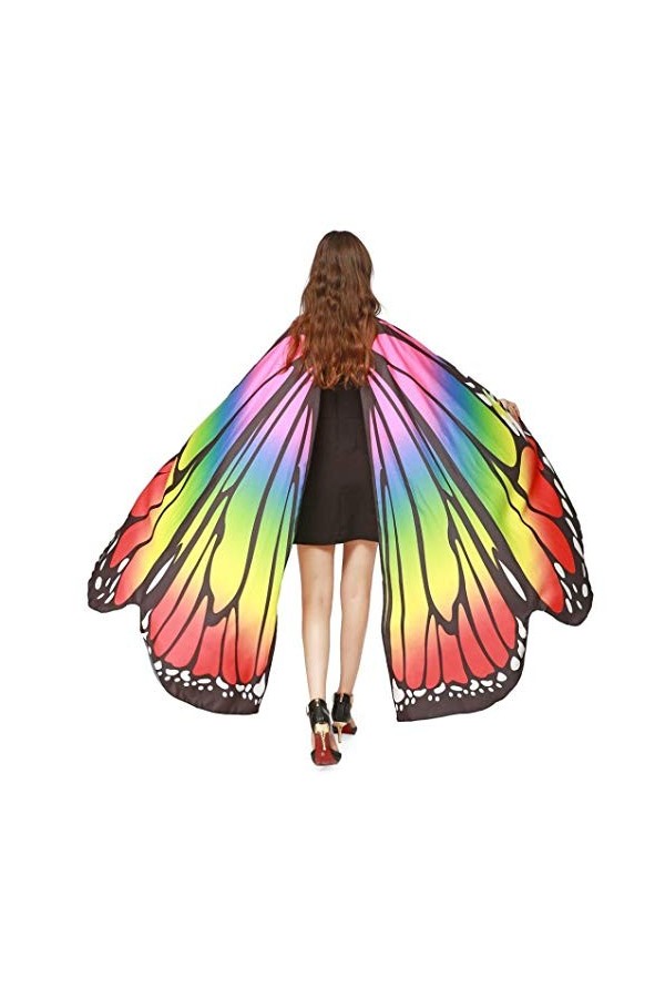 Raelf Costume de danse pour adulte avec ailes de papillon, écharpe ailes de papillon pour femme, accessoire de danse du ventr