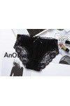 Fusmaker Sexy Lingerie Princesse Fan Transparent Taille Basse Culotte Arc en Dentelle Plissée Triangle Panties,Noir,3Pieces