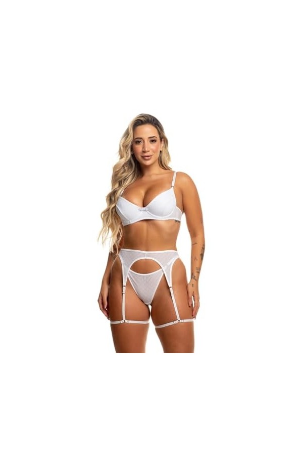 BRASI Original Brazilian Lingerie Ensemble porte-jarretelles - Bella - Fabriqué au Brésil, Noir , S