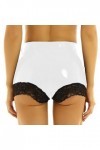 JQYTEN Femmes Dentelle Bord Patchwork Maigre Mini Short en Cuir Taille Élastique Sexy Danse Clubwear PVC Shorts Plus La Taill
