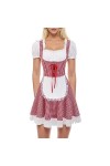 Robe de soubrette allemande pour lOktoberfest - Extensible et confortable - Costume de cosplay allemand - Rouge