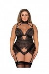 Dreamgirl Ensemble de Jarretelles en Zig-zag Lingerie, Noir, 3X Plus Femme