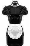 YYAN Look Humide de FreeBily Femmes PVC Costume de ménage français en Cuir Sexy Halloween Cosplay Robe Fantaisie Color : Bla