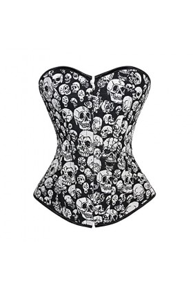 TTCI-RR Bustiers et Corsets Sexy crâne Print Gothique Corset et Bustier Costume Showgirl Clubwear Taille gifle guste Corset p