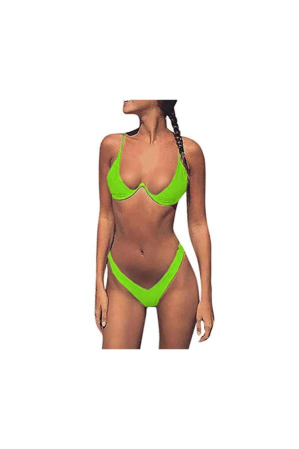 Érotisme Sexe et sensualité Ensemble de Bikini pour Femmes Maillot de Bain Sexy Baignade à lépaule Beachwear Beach Biquini-P