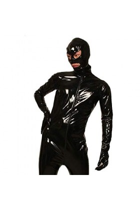 XXNSWD Collants pour Hommes Tout Compris en Cuir Verni Sexy Noir, VêTements de Cosplay, Costumes dhalloween, Performances de