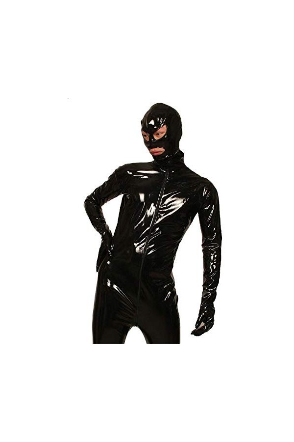 XXNSWD Collants pour Hommes Tout Compris en Cuir Verni Sexy Noir, VêTements de Cosplay, Costumes dhalloween, Performances de