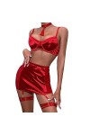 InfirmièreLingerie érotique Sexy déhanchée Ensemble Quatre pièces, Rouge, M